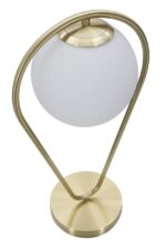Goldene Tischlampe Glamy Drop mit weißer Glaskugel – Bild 5